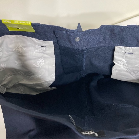 NWT Lee Men Navy Blue Slim Straight Classic Fit Trouser Work Uniform Pants 32x34 - Picture 9 of 10